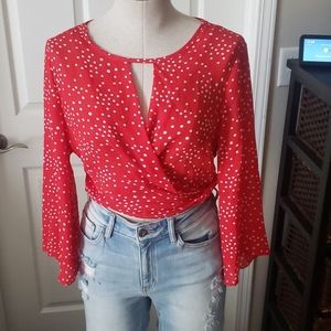 Womens red multi tie top